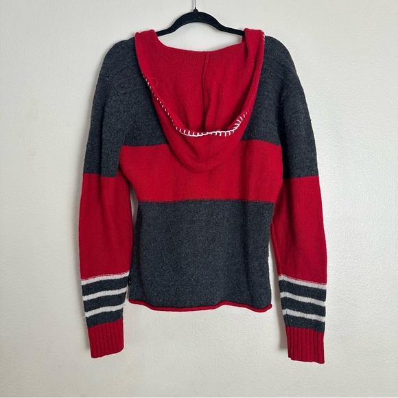 Obermeyer 100% Wool Knit Sweater Pullover Hooded Colorblock Tassels - Picture 4 of 4